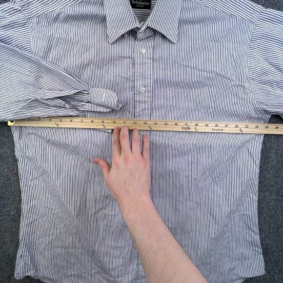 Gitman Bros Button Up Shirt Blue White Striped Fashion Post Louisville 17 35 - Picture 4 of 12